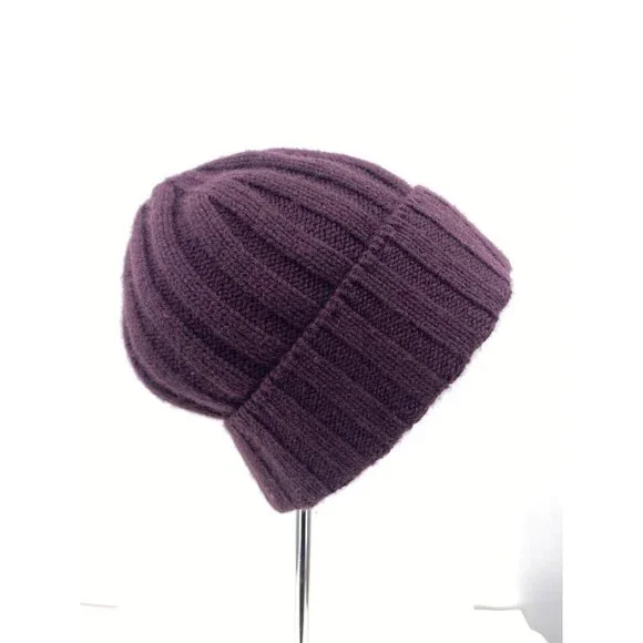 moncler burgundy cashmere ribbed beanie one size (B-9)